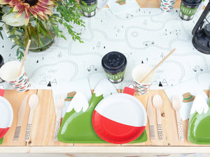 happy camper adventure map paper table runner