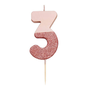 Rose Gold Glitter Dipped Number Birthday Candle - Theprtdriss
