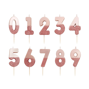 Rose Gold Glitter Dipped Number Birthday Candle | Theprtdriss